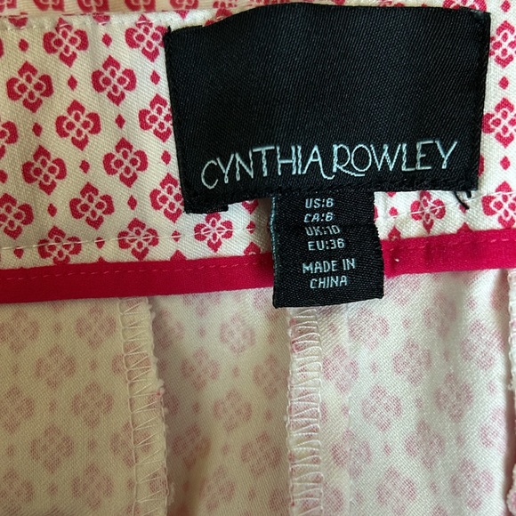 CYNTHIA ROWLEY pink and white pants - Picture 4 of 4